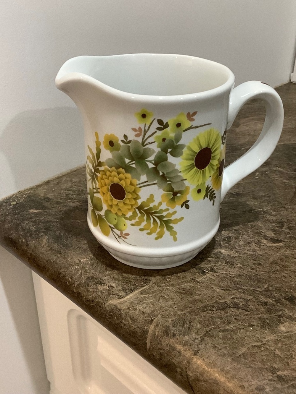 Meaning Glo White Ironstone Sunflowers Creamer